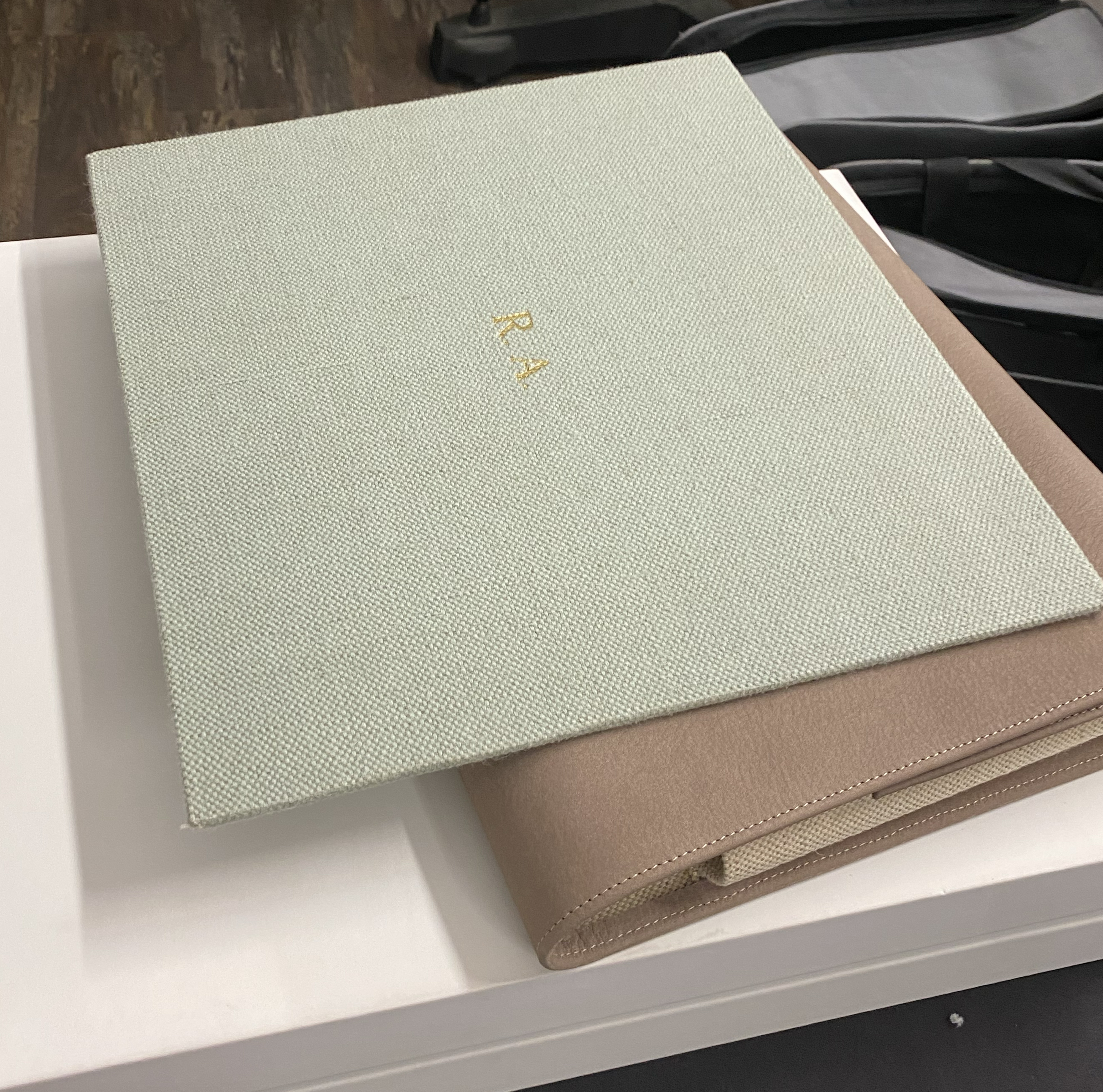 album box top top of the Album box in a pale soft almost mint green